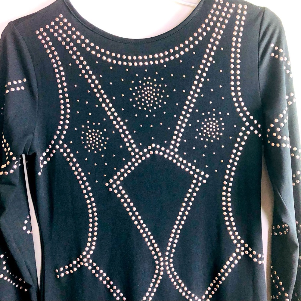 💲SOLD 💲SOLD PRIVY Black dress studded details stretch Sz M - Picture 3 of 12